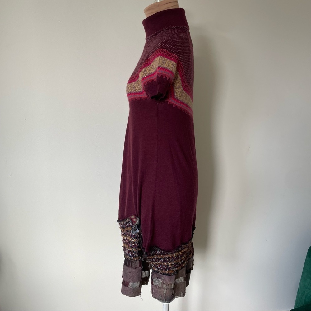 Suniq Brooklyn Upcycled One of a Kind Wool Short Sleeve Turtleneck Sweater Dress - Picture 2 of 9